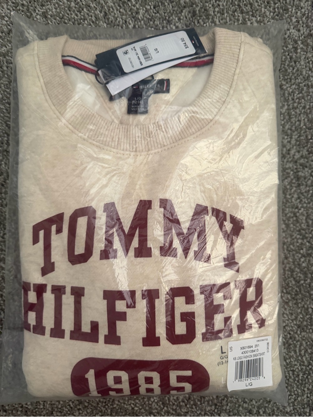 Tommy Hilfiger Cream 'Tommy Hilfiger 1985' Sweatshirt Big boys large